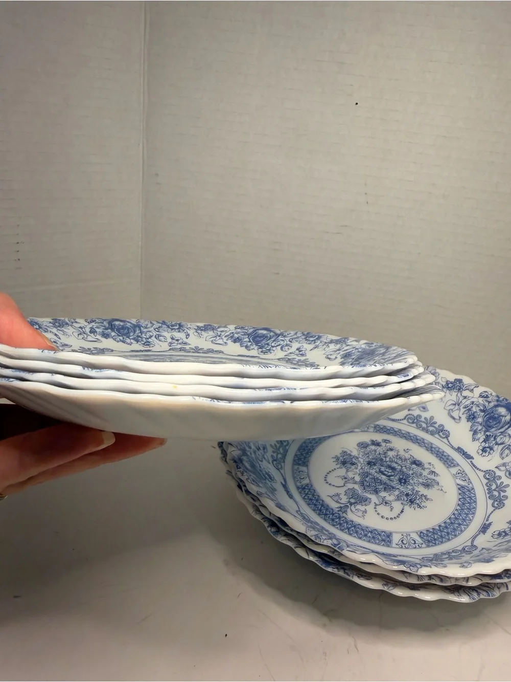 Arcopal France Honorine Milk glass dinnerware set 3 deep and 4 shallow plates